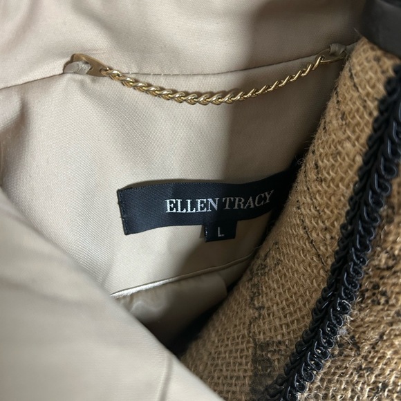 Ellen Tracy Tan Trench Coat with Belt and Lapel - Picture 5 of 6